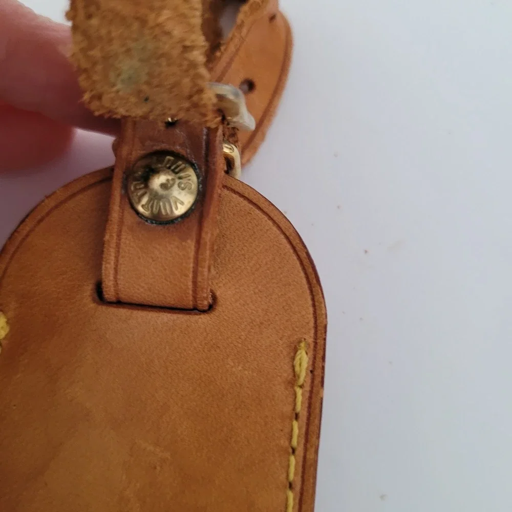Louis Vuitton Vachetta Leather Luggage Tag Tan Brown Travel Accessory France
